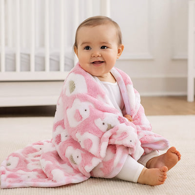 Couverture-bébé-tendre-douceur-confort-éléphant-rose