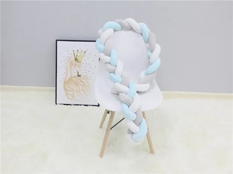 Tresse de lit | BLANC GRIS BLEU 3 BRINS
